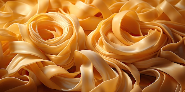 Сгенерированный AI Генераторный AI Домашние классические итальянские спагетти, макароны, тальятелле, лапша, вид сверху