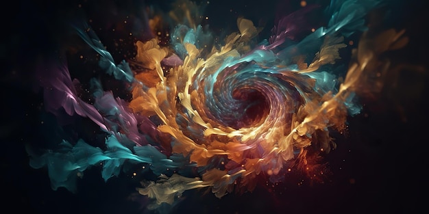 Сгенерированный ИИ Генеративный ИИ Иллюстрация абстрактного графического искусства холи дыма с вдохновляющей атмосферой космической галактики Космос Графическое искусство