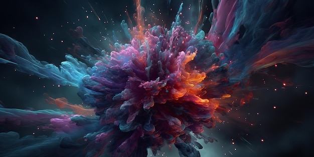 Ai generated ai generative illustration of holi smoke abstract graphic art with space galaxy