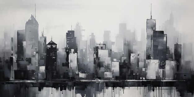 AI Generated AI Generative Ink pain pen draw illustration of city urban landscape Graphic Art