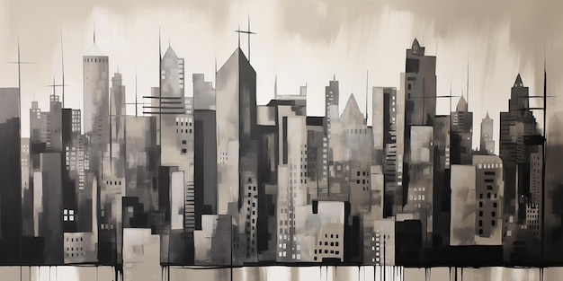 AI Generated AI Generative Ink pain pen draw illustration of city urban landscape Graphic Art