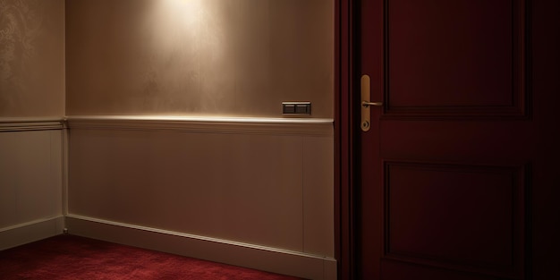 AI Generated AI Generative ホテルの部屋のホールホールの背景の壁の内側のドア