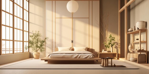 AI Generated AI Generative Japan japandi style design home appartment living room interior indoor