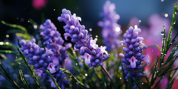 AI Generated AI Generative Lavender plant flower macro shot photo illustration Graphic Art