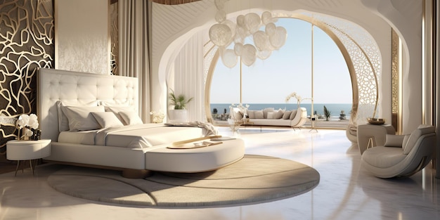 AI Generated AI Generative Luxury hotel resort vacation trip travel adventure qatar villa with sea