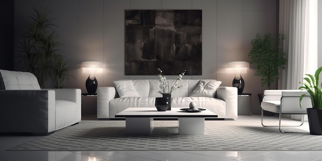 AI Generated AI Generative Macro shot of photo realistic living luxury room in mininalistic