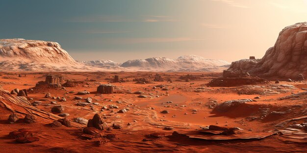 AI Generated AI Generative Mars planet galaxy surface landscape desert mountain outdoor
