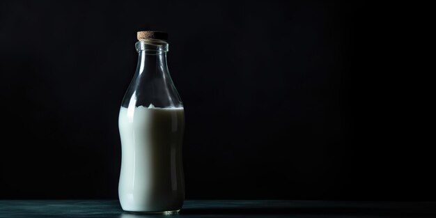 AI Generated AI Generative Mock up photo copy space illustration of retro vintage glass bottle milk