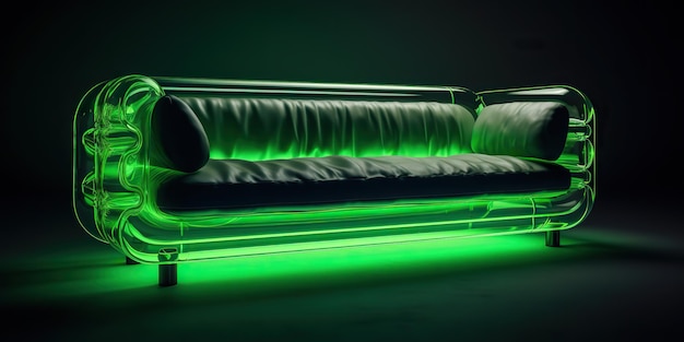 AI Generated AI Generative Modern fluorescent green sofa product future minimalistic design