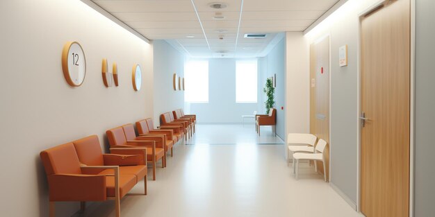 Ai generated ai generative modern minimalistic white office hospital medicine facility corridor