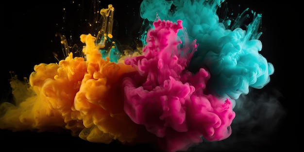 AI Generated AI Generative Motion graphics illustration of explode splash of color powder Can be used for background decoration or graphic design Graphic Art