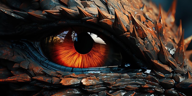 Photo ai generated ai generative myth fantasy dragon eye macro close up illustration decoration graphic art graphic art