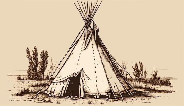 AI Generated AI Generative Native american tent wigwam house