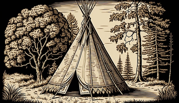 AI Generated AI Generative Native american tent wigwam house