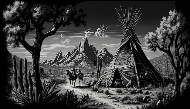 AI Generated AI Generative Native american western scene background