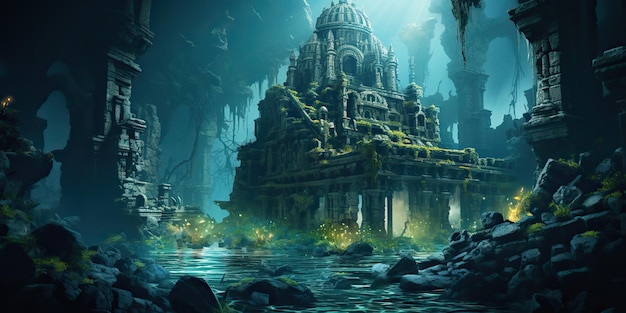 AI Generated AI Generative Old myth ancient under water undersea city town history