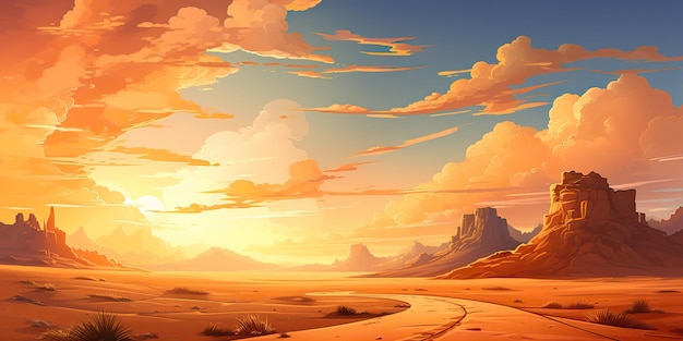 アイ・ジェネレーティブ アイ・ゲネレーティブ 野外の自然 荒野の風 砂の道路 砂漠の風景の背景