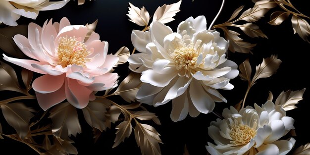 AI Generated AI Generative Photo Illustratie van bloemen op canvas elegante luxe stijldecoratie