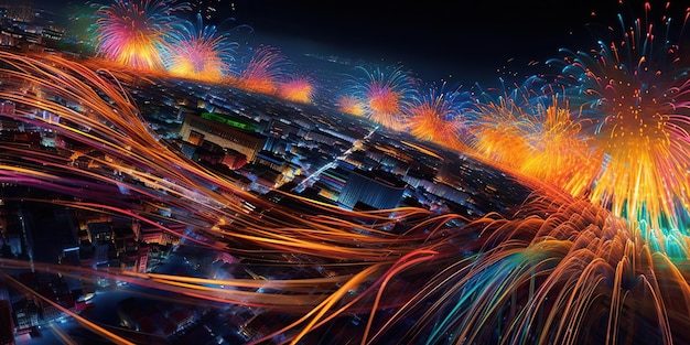 AI Generated AI Generative Photo illustration of fireworks at Rio festival Graphic Art