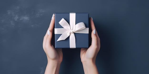 AI Generated AI Generative Photo illustration of hands with box gift present Christmas romantic