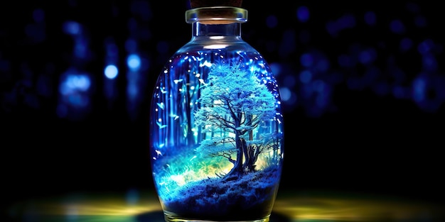 Photo ai generated ai generative photo illustration of new life born world in glass bottle graphic art