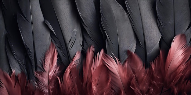 AI Generated AI Generative Photo realistic black feathers pattern background texture