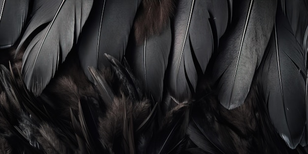 AI Generated AI Generative Photo realistic black feathers pattern background