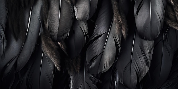 Photo ai generated ai generative photo realistic black feathers pattern background