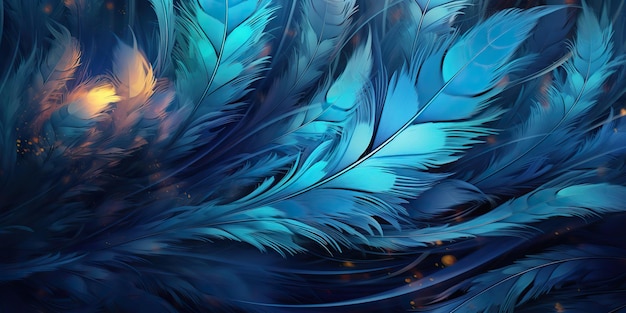 AI Generated AI Generative Photo realistic illustration of blue soft feathers Pattern background