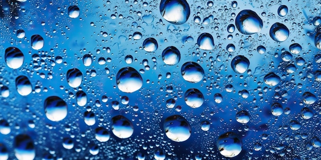 AI Generated AI Generative Photo realistic illustration of blue water drops on metal surface