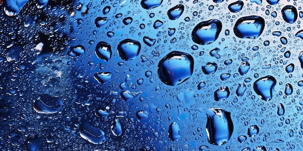 AI Generated AI Generative Photo realistic illustration of blue water drops on metal surface