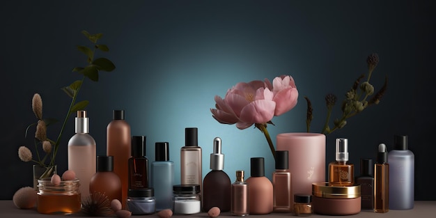 AI Generated AI Generative Photo realistic illustration of different skin body care products