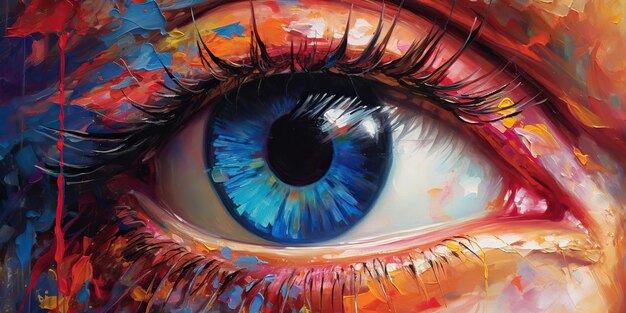 AI Generated AI Generative Photo realistic illustration of human eye oil draw Graphic Art