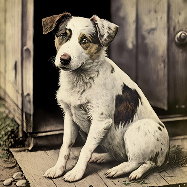 AI Generated AI Generative Photo realistic old vintage retro photo illustration of pet cute dog