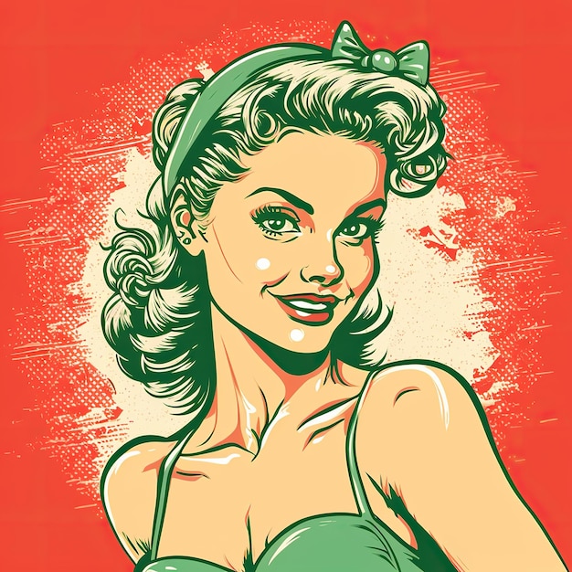 Photo ai generated ai generative pin up sexy attractive beautiful girl woman comics cartoon vintage