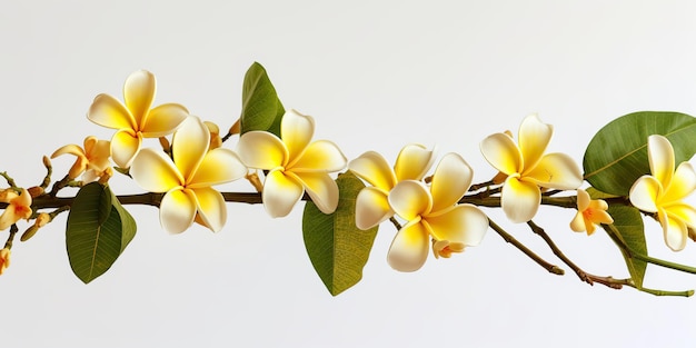 AI 생성 AI Generative Plumeria frangipani 꽃 나무 가지 닫기 매크로 샷