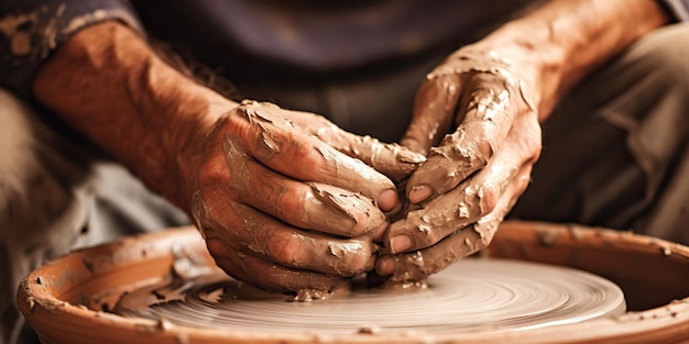 AI Generated AI Generative Pottery keramiek studio handgemaakte ambachten beeldhouwkunstproces