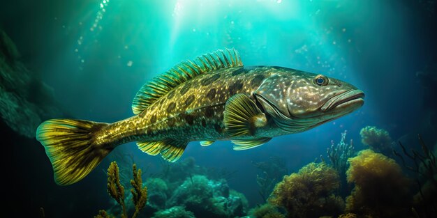 Photo ai generated ai generative realistic photo illustration of atlantic cod fish fishing underwater wild nautical world graphic art