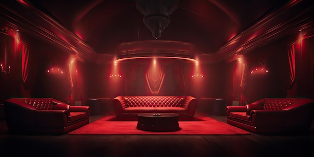 AI Generated AI Generative Red indoor interieur nachtclub vip luxe design decoratie