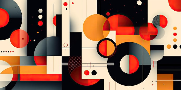 AI Generated AI Generative Retro Vintage abstract geometric pattern inspired by bauhaus style