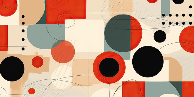 AI Generated AI Generative Retro Vintage abstract geometric pattern inspired by bauhaus style