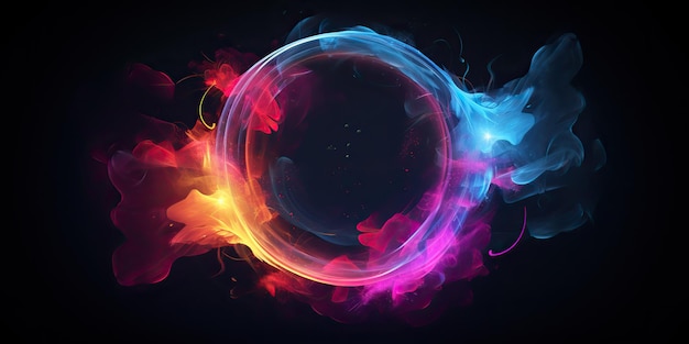 AI Generated AI Generative Round circle neon glowing color smoke mystic element Graphic
