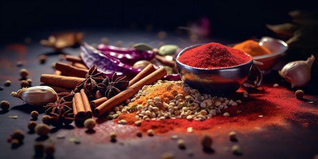 AI Generated AI Generative Set of other Indian spices for men food delicious Graphic Art