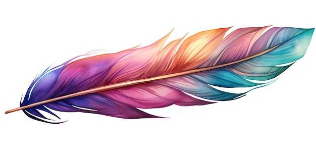 Photo ai generated ai generative single abstract drawing painting feather vibrant colors fly nature