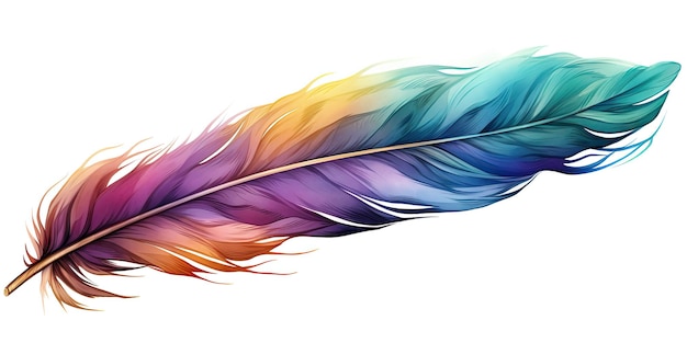 Photo ai generated ai generative single abstract drawing painting feather vibrant colors fly nature