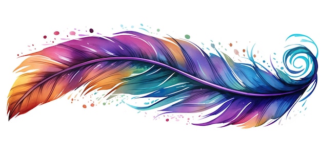 AI Generated AI Generative Single abstract drwaing painting feather vibrant colors Fly nature elegance concept Graphic Art