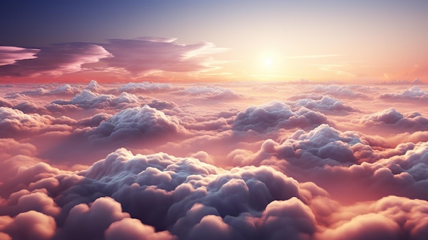 AI Generated AI Generative Sky clouds air drone view soft pink color background landscape