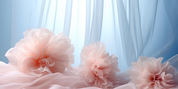 AI Generated AI Generative Soft elegant silk flowers decorative art in blue white pink colors