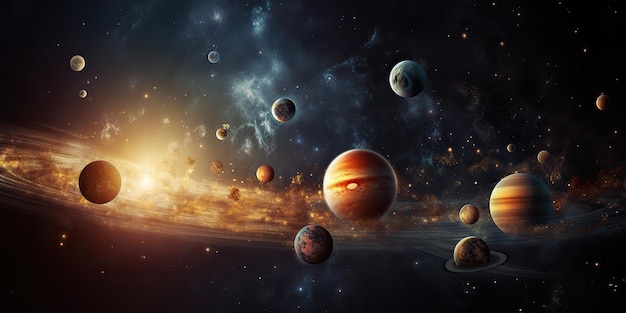 AI Generated AI Generative Solar system universe galaxy space planets poster background