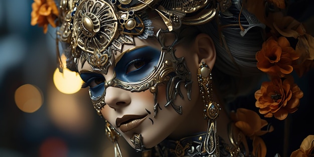 AI Generated AI Generative Sugar skull woman make up day of the dead Dia de los Muertos